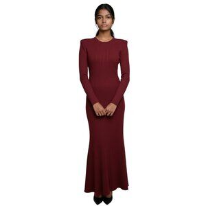 Bailey 44 Ribbed Bodycon Mermaid Hem Long Sweater Dress - Merlot - Small
